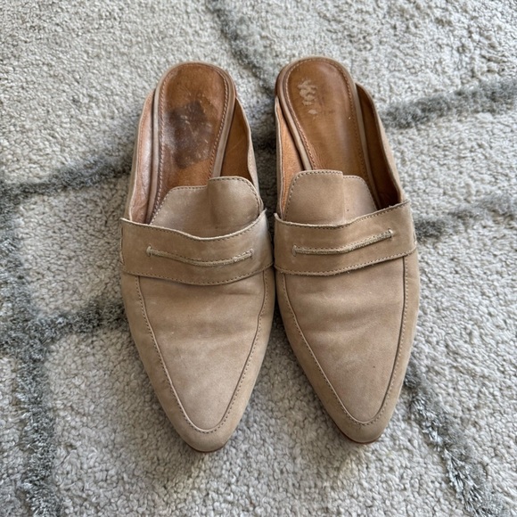 Frye Ellie Mules Shoes slip on suede leather cream tan Slip On 8.5 - Picture 1 of 9